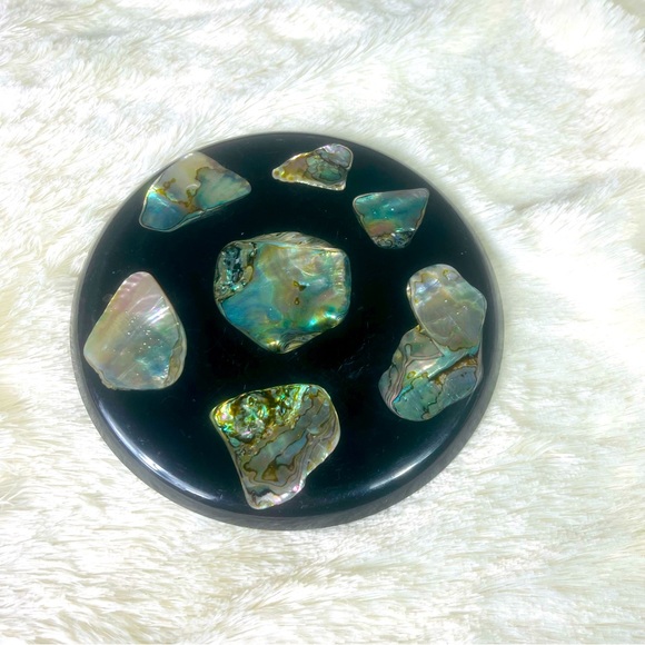 Vintage Plympton’s Genuine Abalone Shell Resin Hotplate Trivet - Picture 1 of 5